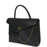 Chanel Top Handle Envelope Flap Bag Grey Croc Embossed Calfskin Gold Hardware - Thumbnail View 5