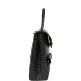 Chanel Top Handle Envelope Flap Bag Grey Croc Embossed Calfskin Gold Hardware - Thumbnail View 3