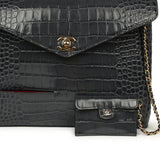 Chanel Top Handle Envelope Flap Bag Grey Croc Embossed Calfskin Gold Hardware - Thumbnail View 7