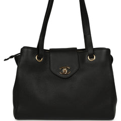Chanel Small Shopping Tote Black Grained Calfskin Gold Hardware