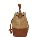 Chanel Small Coco Base Hobo Bag  Beige Suede, Camel Lambskin Brushed Gold Hardware - Thumbnail View 3