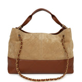 Chanel Small Coco Base Hobo Bag  Beige Suede, Camel Lambskin Brushed Gold Hardware - Thumbnail View 4