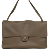 Chanel Maxi "Souplissimo" Large Flap Bag Dark Khaki Grained Calfskin Gold Hardware - Thumbnail View 1