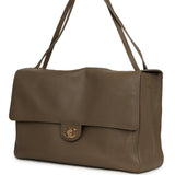 Chanel Maxi "Souplissimo" Large Flap Bag Dark Khaki Grained Calfskin Gold Hardware - Thumbnail View 5