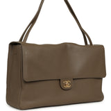 Chanel Maxi "Souplissimo" Large Flap Bag Dark Khaki Grained Calfskin Gold Hardware - Thumbnail View 2
