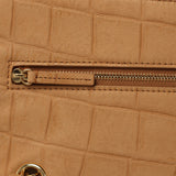 Chanel Maxi "Souplissimo" Small Flap Bag Camel Croc Embossed Suede Gold Hardware - Thumbnail View 8