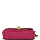 Chanel Mini Flap Bag with Round Coin Pouch Fuchsia Calfskin Antique Gold Hardware - Thumbnail View 8