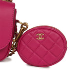 Chanel Mini Flap Bag with Round Coin Pouch Fuchsia Calfskin Antique Gold Hardware - Thumbnail View 10