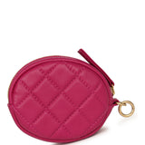 Chanel Mini Flap Bag with Round Coin Pouch Fuchsia Calfskin Antique Gold Hardware - Thumbnail View 13