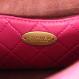 Chanel Mini Flap Bag with Round Coin Pouch Fuchsia Calfskin Antique Gold Hardware - Thumbnail View 16