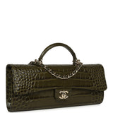 Chanel Long Top Handle Clutch with Chain Khaki Croc Embossed Calfskin Gold Hardware - Thumbnail View 2