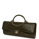 Chanel Long Top Handle Clutch with Chain Khaki Croc Embossed Calfskin Gold Hardware - Thumbnail View 6