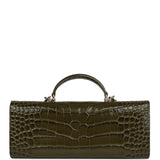 Chanel Long Top Handle Clutch with Chain Khaki Croc Embossed Calfskin Gold Hardware - Thumbnail View 4