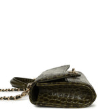 Chanel Long Top Handle Clutch with Chain Khaki Croc Embossed Calfskin Gold Hardware - Thumbnail View 3