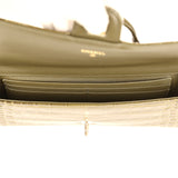 Chanel Long Top Handle Clutch with Chain Khaki Croc Embossed Calfskin Gold Hardware - Thumbnail View 10