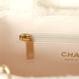 Chanel Small Kelly Shopper White Shearling Gold Hardware - Thumbnail View 10
