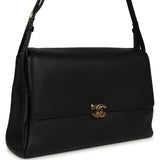Chanel Trapezoid Maxi Flap Bag Black Grained Calfskin Gold Hardware - Thumbnail View 2