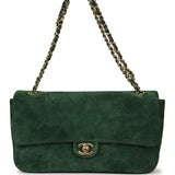 Chanel Maxi "Souplissimo" Small Flap Bag Dark Green Suede Gold Hardware - Thumbnail View 1
