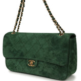 Chanel Maxi "Souplissimo" Small Flap Bag Dark Green Suede Gold Hardware - Thumbnail View 5