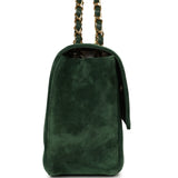Chanel Maxi "Souplissimo" Small Flap Bag Dark Green Suede Gold Hardware - Thumbnail View 3