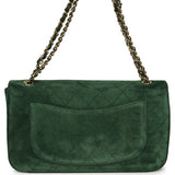 Chanel Maxi "Souplissimo" Small Flap Bag Dark Green Suede Gold Hardware - Thumbnail View 4
