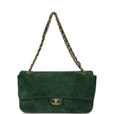 Chanel Maxi "Souplissimo" Small Flap Bag Dark Green Suede Gold Hardware - Thumbnail View 7