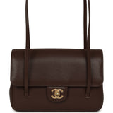Chanel Small Preppy Coco Flap Bag Dark Brown Shiny Caviar Brushed Gold Hardware - Thumbnail View 1