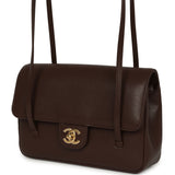 Chanel Small Preppy Coco Flap Bag Dark Brown Shiny Caviar Brushed Gold Hardware - Thumbnail View 5