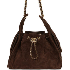 Chanel Small 25 Hobo Bag Dark Brown Suede Gold Hardware