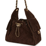 Chanel Small 25 Hobo Bag Dark Brown Suede Gold Hardware - Thumbnail View 5