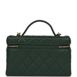 Chanel Top Handle Long Vanity Case with Chain Dark Green Caviar Light Gold Hardware - Thumbnail View 4