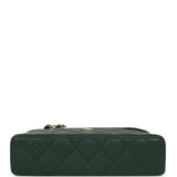Chanel Top Handle Long Vanity Case with Chain Dark Green Caviar Light Gold Hardware - Thumbnail View 6