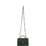 Chanel Top Handle Long Vanity Case with Chain Dark Green Caviar Light Gold Hardware - Thumbnail View 7