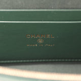 Chanel Top Handle Long Vanity Case with Chain Dark Green Caviar Light Gold Hardware - Thumbnail View 9