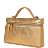 Chanel Top Handle Long Vanity Case with Chain Gold Metallic Lizard Embossed Calfskin Silver Hardware - Thumbnail View 5