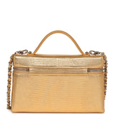 Chanel Top Handle Long Vanity Case with Chain Gold Metallic Lizard Embossed Calfskin Silver Hardware - Thumbnail View 4