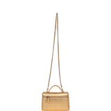 Chanel Top Handle Long Vanity Case with Chain Gold Metallic Lizard Embossed Calfskin Silver Hardware - Thumbnail View 7
