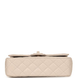 Chanel Small Flap Bag with Top Handle Light Grey Lambskin Lacquered Metal Hardware - Thumbnail View 6