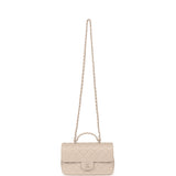 Chanel Small Flap Bag with Top Handle Light Grey Lambskin Lacquered Metal Hardware - Thumbnail View 7