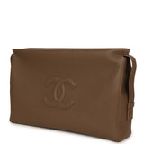 Chanel Large Zipped Pouch Dark Khaki Grained Calfskin Gold Hardware - Thumbnail View 6
