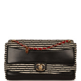 Pre-owned Chanel Jumbo Coco Sailor Flap Bag Navy Blue, Lambskin, White, Navy Blue Jersey Gold Hardware - Thumbnail View 1