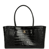 Chanel Small Cerf Shopping Bag Black Croc Embossed Calfskin Gold Hardware - Thumbnail View 1