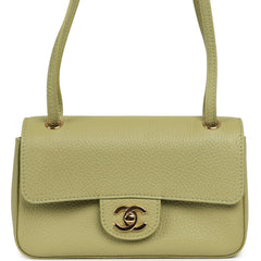 Chanel Mini "Souplissimo" Flap Bag Green Grained Calfskin Gold Hardware