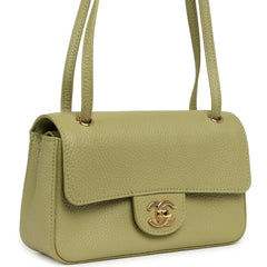 Chanel Mini "Souplissimo" Flap Bag Green Grained Calfskin Gold Hardware