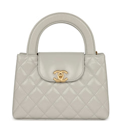 Chanel Small Kelly Light Grey Shiny Aged Calfskin Brushed Gold Hardware
