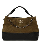 Chanel Small Coco Base Hobo Bag Khaki Suede, Black Lambskin Gold Hardware - Thumbnail View 1