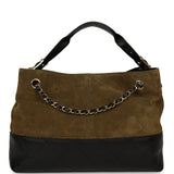 Chanel Small Coco Base Hobo Bag Khaki Suede, Black Lambskin Gold Hardware - Thumbnail View 4
