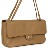 Chanel Maxi "Souplissimo" Small Flap Bag Beige Grained Calfskin Gold Hardware - Thumbnail View 2