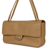 Chanel Maxi "Souplissimo" Small Flap Bag Beige Grained Calfskin Gold Hardware - Thumbnail View 5