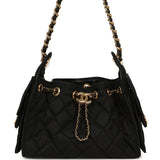 Chanel Mini 25 Hobo Bag Black Nylon, Calfskin Gold Hardware - Thumbnail View 1